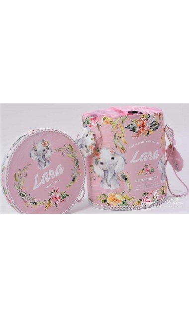 Trusou de botez cu elefantica si flori tropicale Elephant Baby Girl 18